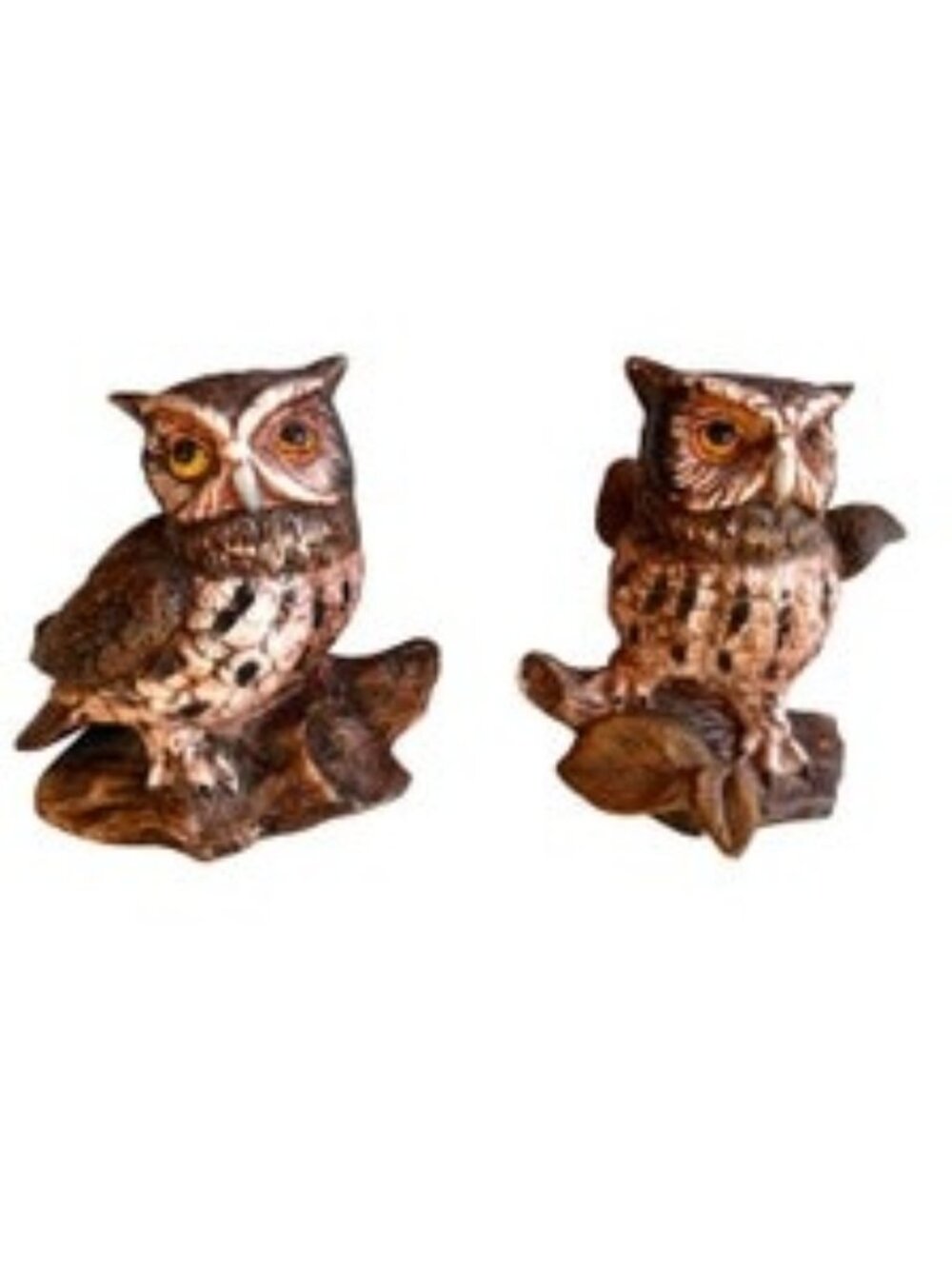 Homco Twin Set Porcelain Owls Vintage MCM Birds Country Cottagecore English Cott